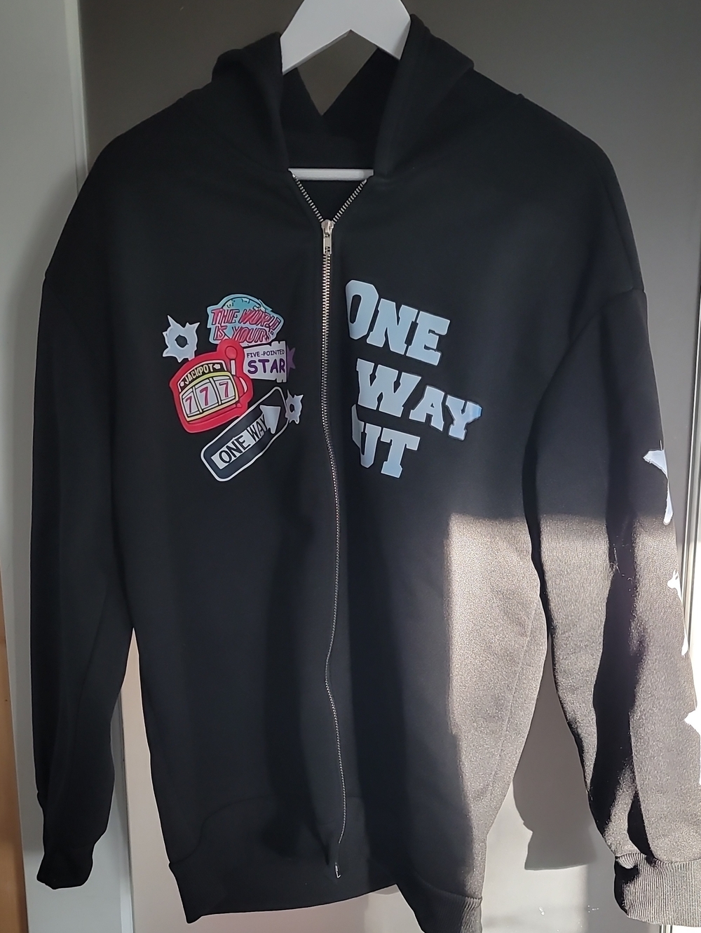 NFINITY Black Graphic Zip Hoodie ONE WAY OUT XL